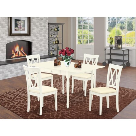 East West Furniture 5 Piece Monza Kitchen Table Set - Linen White MZCL5-LWH-C